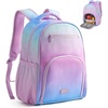 image:imagemommore 2in1 Kids Backpack for Boys Girls 48 with Insulated Lunch Pocket  Kindergarten Elementary School Bookbag Insulated Compartment Travel Daycare Waterresistant Adjustable StrapsGradient Purple
