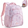 image:imagemommore 2in1 Kids Backpack for Boys Girls 48 with Insulated Lunch Pocket  Kindergarten Elementary School Bookbag Insulated Compartment Travel Daycare Waterresistant Adjustable StrapsFloral Bow Pink