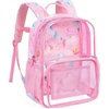 image:imagemommore Clear Backpack Heavy Duty PVC Transparent Bookbag for School  15H Large SeeThrough Plastic Bag for Boys amp Girls 48 WaterResistant Adjustable Padded Straps Kindergarten TravelPink
