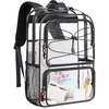 image:imagemommore Clear Backpack Heavy Duty Transparent Bookbag for School  05mm Thick PVC Padded Straps Fits 15 Laptop Large Capacity SeeThrough Kids Backpack for Ages 7 Boys GirlsBlack