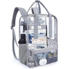 image:imagemommore Clear Backpack Heavy Duty Transparent backpacks with Widened Handle Thick PVC SeeThrough Bookbags for School WorkGray
