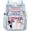 image:imagemommore Clear Backpack for School 17 Heavy Duty Transparent Bookbag  05mm Thick PVC Padded Straps Fits 15 Laptop SeeThrough Backpack for Age 10 Boys Girls Adults College Work TravelBlue