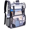 image:imagemommore Clear Backpack for School 17 Heavy Duty Transparent Bookbag  05mm Thick PVC Padded Straps Fits 15 Laptop SeeThrough Backpack for Age 10 Boys Girls Adults College Work TravelBlack