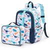 image:imagemommore Kids Backpack Set Kindergarten School Bookbag for Boys Girls 48  Preschool Elementary Backpack 3 PCS with Lunch Box amp Pencil Case 15L Fits Folders Lightweight Travel DaypackBlue Dinosaur