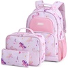 image:imagemommore Kids Backpack Set Kindergarten School Bookbag for Boys Girls 48  Preschool Elementary Primary Backpack with Padded Straps 2 PCS with Lunch Box 15L Large Capacity Travel DaypackUnicorn Leaf