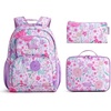 image:imagemommore Kids Backpack Set Kindergarten School Bookbag for Boys Girls 48  Preschool Elementary Primary Backpack with Padded Straps 2 PCS with Lunch Box 15L Large Capacity Travel DaypackLavender Floral