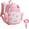 image:imagemommore Toddler Backpack for Boys 24 Small Cute Dinosaur Backpack with Kids Leash 3D Cartoon Preschool Kindergarten Bookbag for Prek GreenButterflypink