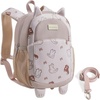 image:imagemommore Toddler Backpack for Boys 24 Small Cute Dinosaur Backpack with Kids Leash 3D Cartoon Preschool Kindergarten Bookbag for Prek GreenCatbeige