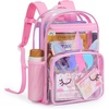 image:imagemommore Clear Backpack Heavy Duty PVC Transparent Bookbag for School  15H Large SeeThrough Plastic Bag for Boys amp Girls 48 WaterResistant Adjustable Padded Straps Kindergarten TravelButterflypurple