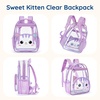 image:imagemommore Clear Backpack Heavy Duty PVC Transparent Bookbag for School  15H Large SeeThrough Plastic Bag for Boys amp Girls 48 WaterResistant Adjustable Padded Straps Kindergarten TravelPurplecat