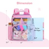 image:imagemommore Clear Backpack Heavy Duty PVC Transparent Bookbag for School  15H Large SeeThrough Plastic Bag for Boys amp Girls 48 WaterResistant Adjustable Padded Straps Kindergarten TravelRainbowpink