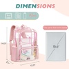 image:imagemommore Clear Backpack Heavy Duty Transparent Bookbag for School  05mm Thick PVC Padded Straps Fits 15 Laptop Large Capacity SeeThrough Kids Backpack for Ages 7 Boys GirlsPink
