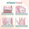image:imagemommore Clear Backpack Heavy Duty Transparent Bookbag for School  05mm Thick PVC Padded Straps Fits 15 Laptop Large Capacity SeeThrough Kids Backpack for Ages 7 Boys GirlsPink