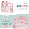 image:imagemommore Clear Backpack Heavy Duty Transparent Bookbag for School  05mm Thick PVC Padded Straps Fits 15 Laptop Large Capacity SeeThrough Kids Backpack for Ages 7 Boys GirlsPink