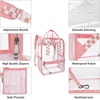 image:imagemommore Clear Backpack Heavy Duty Transparent backpacks with Widened Handle Thick PVC SeeThrough Bookbags for School WorkPink Plaid