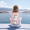 image:imagemommore Clear Backpack Heavy Duty Transparent backpacks with Widened Handle Thick PVC SeeThrough Bookbags for School WorkPink Plaid