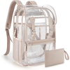 image:imagemommore Clear Backpack for School 17 Heavy Duty Transparent Bookbag  05mm Thick PVC Padded Straps Fits 15 Laptop SeeThrough Backpack for Age 10 Boys Girls Adults College Work TravelKhaki