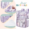 image:imagemommore Clear Backpack for School 17 Heavy Duty Transparent Bookbag  05mm Thick PVC Padded Straps Fits 15 Laptop SeeThrough Backpack for Age 10 Boys Girls Adults College Work TravelPurple