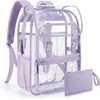 image:imagemommore Clear Backpack for School 17 Heavy Duty Transparent Bookbag  05mm Thick PVC Padded Straps Fits 15 Laptop SeeThrough Backpack for Age 10 Boys Girls Adults College Work TravelPurple