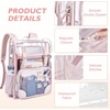 image:imagemommore Clear Backpack for School 17 Heavy Duty Transparent Bookbag  05mm Thick PVC Padded Straps Fits 15 Laptop SeeThrough Backpack for Age 10 Boys Girls Adults College Work TravelPink