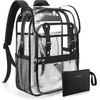 image:imagemommore Clear Backpack for School 17 Heavy Duty Transparent Bookbag  05mm Thick PVC Padded Straps Fits 15 Laptop SeeThrough Backpack for Age 10 Boys Girls Adults College Work TravelBlack