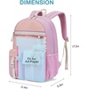 image:imagemommore Girls Backpack for School Kawaii Kids Backpack Lightweight Bookbag for Teen Girls with Bear Pendant Travel Outdoors PinkPurple