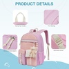 image:imagemommore Girls Backpack for School Kawaii Kids Backpack Lightweight Bookbag for Teen Girls with Bear Pendant Travel Outdoors PinkPurple