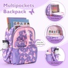 image:imagemommore Kids Backpack Set Kindergarten School Bookbag for Boys Girls 48  Preschool Elementary Primary Backpack with Padded Straps 2 PCS with Lunch Box 15L Large Capacity Travel DaypackPurple Butterfly