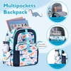 image:imagemommore Kids Backpack Set Kindergarten School Bookbag for Boys Girls 48  Preschool Elementary Primary Backpack with Padded Straps 2 PCS with Lunch Box 15L Large Capacity Travel DaypackBlue Dinosaur