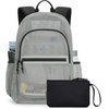 image:imagemommore Mesh Backpack with Reinforced Padded Straps Heavy Duty Mesh Bookbag with Pencil Bag See Through Backpack Grey