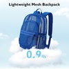 image:imagemommore Mesh Backpack with Reinforced Padded Straps Heavy Duty See Through Backpack for Diving Working Travelling Beach Gym Blue