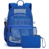 image:imagemommore Mesh Backpack with Reinforced Padded Straps Heavy Duty See Through Backpack for Diving Working Travelling Beach Gym Blue