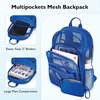 image:imagemommore Mesh Backpack with Reinforced Padded Straps Heavy Duty See Through Backpack for Diving Working Travelling Beach Gym Blue