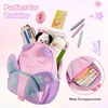 image:imagemommore Toddler Backpack for Boys 24 Small Cute Dinosaur Backpack with Kids Leash 3D Cartoon Preschool Kindergarten Bookbag for Prek GreenPurple Butterfly