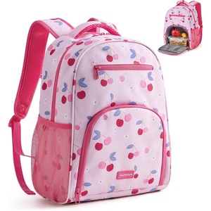 image:imagemommore 2in1 Kids Backpack for Boys Girls 48 with Insulated Lunch Pocket  Kindergarten Elementary School Bookbag Insulated Compartment Travel Daycare Waterresistant Adjustable StrapsCherry Red