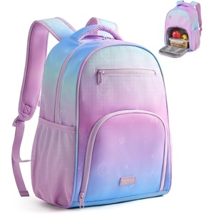 image:imagemommore 2in1 Kids Backpack for Boys Girls 48 with Insulated Lunch Pocket  Kindergarten Elementary School Bookbag Insulated Compartment Travel Daycare Waterresistant Adjustable StrapsGradient Purple
