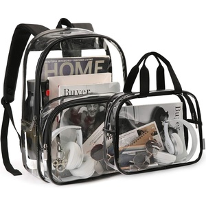 image:imagemommore Clear Backpack Durable Clear Bookbags Transparent Backpack for School Work Security  DurableBlack
