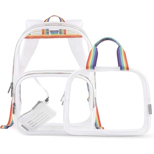 image:imagemommore Clear Backpack Durable Clear Bookbags Transparent Backpack for School Work Security  DurableRainbow
