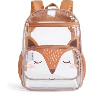 image:imagemommore Clear Backpack Heavy Duty PVC Transparent Bookbag for School  15H Large SeeThrough Plastic Bag for Boys amp Girls 48 WaterResistant Adjustable Padded Straps Kindergarten TravelFoxbrown