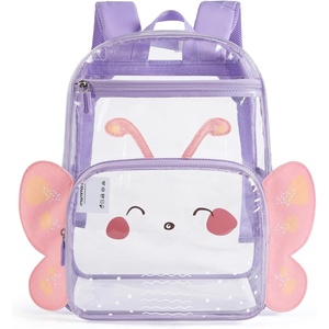 image:imagemommore Clear Backpack Heavy Duty PVC Transparent Bookbag for School  15H Large SeeThrough Plastic Bag for Boys amp Girls 48 WaterResistant Adjustable Padded Straps Kindergarten TravelButterflypurple
