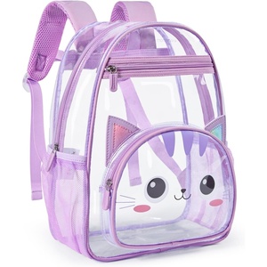image:imagemommore Clear Backpack Heavy Duty PVC Transparent Bookbag for School  15H Large SeeThrough Plastic Bag for Boys amp Girls 48 WaterResistant Adjustable Padded Straps Kindergarten TravelPurplecat