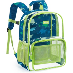 image:imagemommore Clear Backpack Heavy Duty PVC Transparent Bookbag for School  15H Large SeeThrough Plastic Bag for Boys amp Girls 48 WaterResistant Adjustable Padded Straps Kindergarten TravelGreen