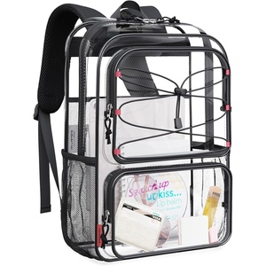 image:imagemommore Clear Backpack Heavy Duty Transparent Bookbag for School  05mm Thick PVC Padded Straps Fits 15 Laptop Large Capacity SeeThrough Kids Backpack for Ages 7 Boys GirlsBlack