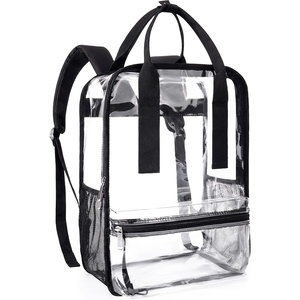 image:imagemommore Clear Backpack Heavy Duty Transparent backpacks with Widened Handle Thick PVC SeeThrough Bookbags for School WorkBlack