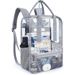 image:imagemommore Clear Backpack Heavy Duty Transparent backpacks with Widened Handle Thick PVC SeeThrough Bookbags for School WorkGray