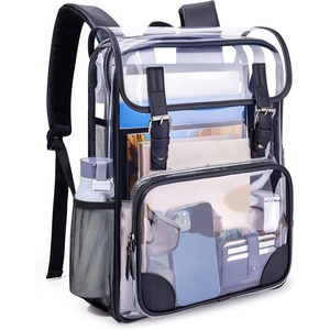 image:imagemommore Clear Backpack for School 17 Heavy Duty Transparent Bookbag  05mm Thick PVC Padded Straps Fits 15 Laptop SeeThrough Backpack for Age 10 Boys Girls Adults College Work TravelBlack
