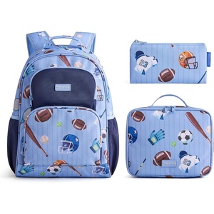 image:imagemommore Kids Backpack Set Kindergarten School Bookbag for Boys Girls 48  Preschool Elementary Backpack 3 PCS with Lunch Box amp Pencil Case 15L Fits Folders Lightweight Travel DaypackBlue Football