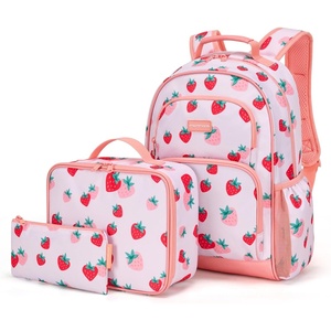 image:imagemommore Kids Backpack Set Kindergarten School Bookbag for Boys Girls 48  Preschool Elementary Backpack 3 PCS with Lunch Box amp Pencil Case 15L Fits Folders Lightweight Travel DaypackPink Strawberry