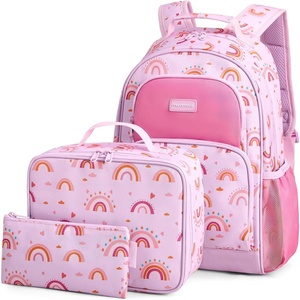 image:imagemommore Kids Backpack Set Kindergarten School Bookbag for Boys Girls 48  Preschool Elementary Backpack 3 PCS with Lunch Box amp Pencil Case 15L Fits Folders Lightweight Travel DaypackArainbow Print