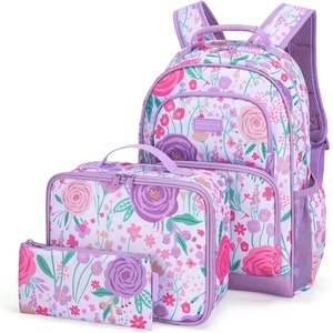 image:imagemommore Kids Backpack Set Kindergarten School Bookbag for Boys Girls 48  Preschool Elementary Backpack 3 PCS with Lunch Box amp Pencil Case 15L Fits Folders Lightweight Travel DaypackPurple Flower